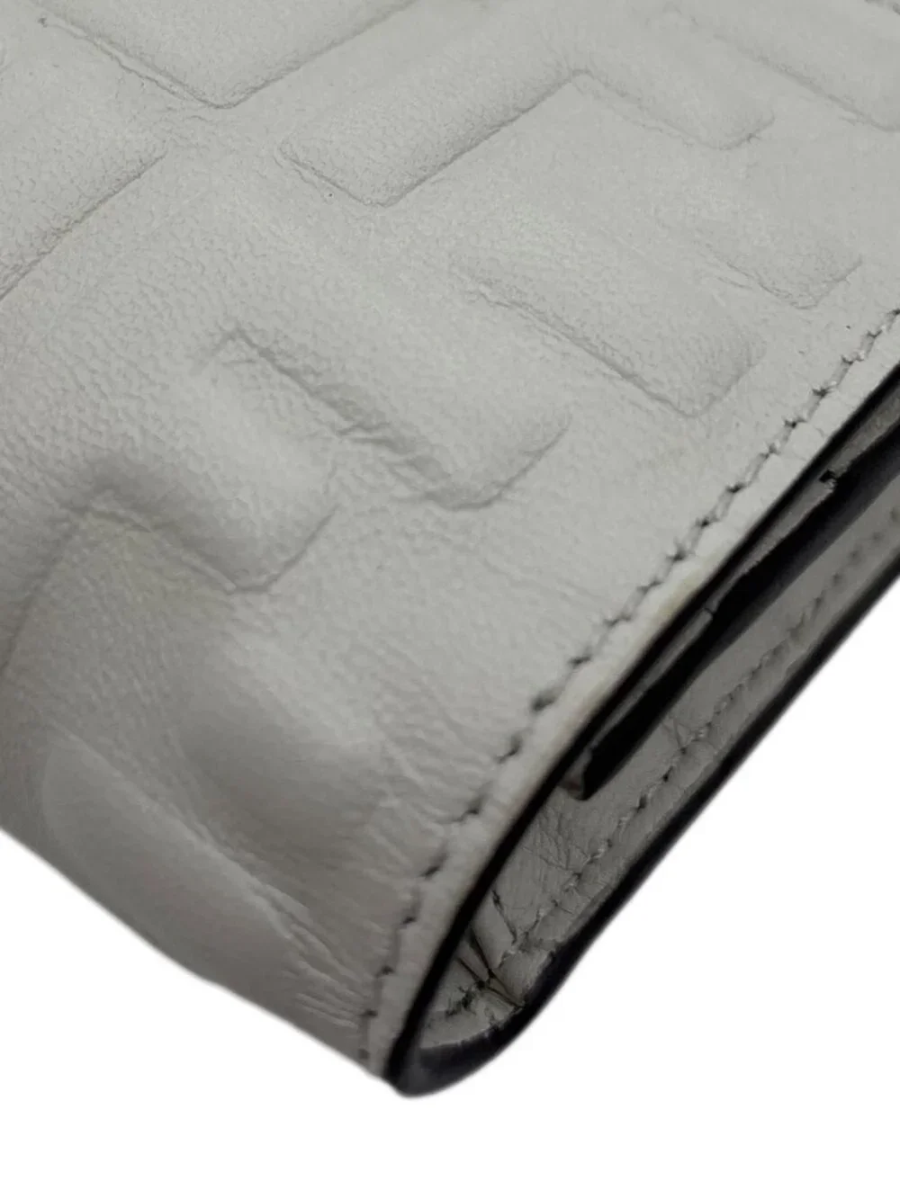 Fendi Baguette Embossed FF Nappa Leather Continental Wallet Off White